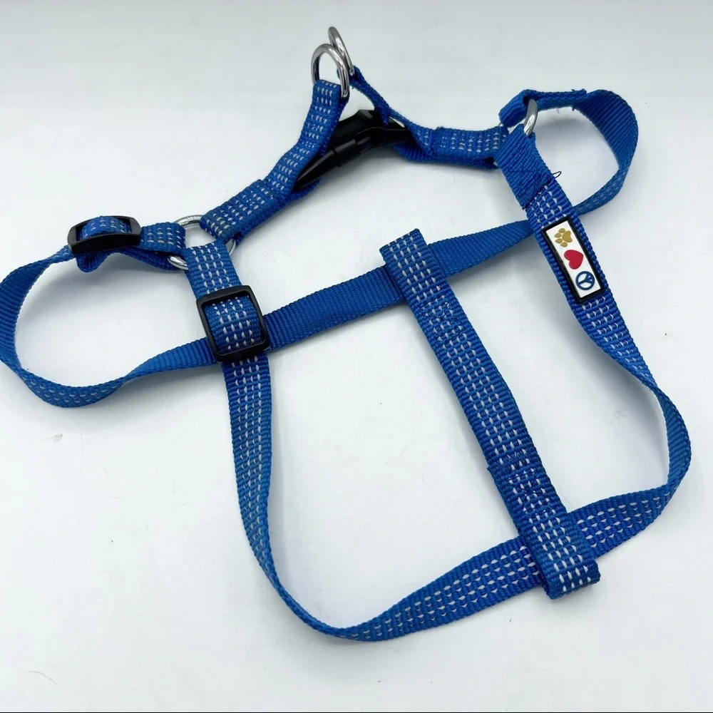 Pawitas 6 ft Puppy or Dog Leash & Reflective Harness, Blue, Size Small